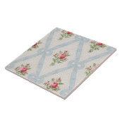 Roze Victoriaans Rozen met blauw lintrooster Tegeltje (Zijkant)