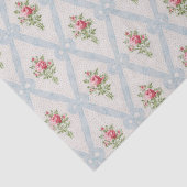 Roze Victoriaans Rozen met blauw lintrooster Tissuepapier (Detail)