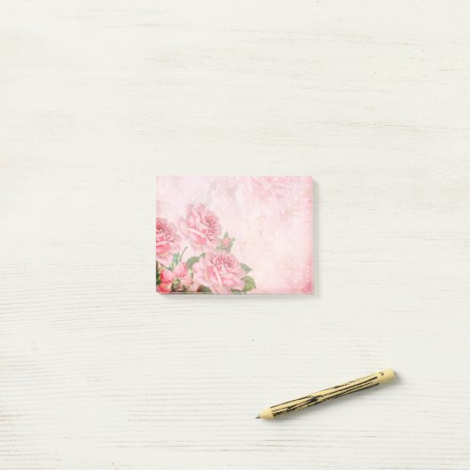Roze Victoriaans Rozen notebookblok Post-it® Notes (Op bureau)