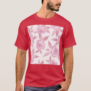 Roze Victoriaans Rozen Patroon T-shirt