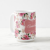 Roze Victoriaans Rozen personaliseren Koffiemok (Voorkant links)