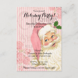 Roze Victoriaans Rozen van de kerstman Kaart