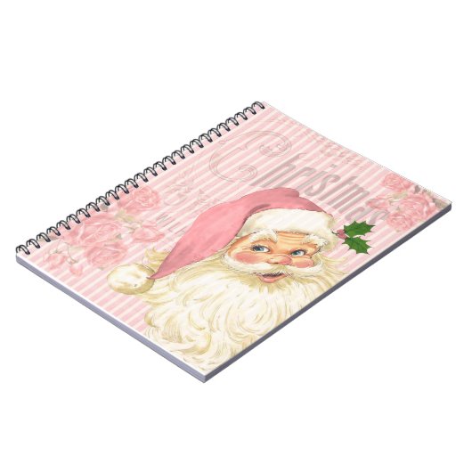 Roze Victoriaans Rozen van de kerstman Notitieboek (Linkerzijde)