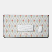 Roze Victoriaans Rozen w/Blue Lintrooster/Naam Bureaumat (Keyboard & Muis)