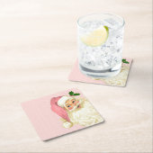 Roze  Victoriaans Santa Claus Stripe Kartonnen Onderzetters (Insitu)