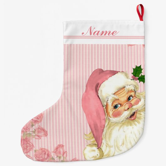 Roze  Victoriaans Sinterklaas Rozen Grote Kerstsok (Achterkant)