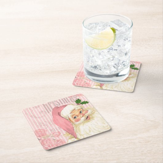 Roze  Victoriaans Sinterklaas Rozen Kartonnen Onderzetters (Insitu)