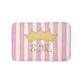 Roze Victoriaans Stripes Gebouwde Monogram Prinses Badmat (Voorkant)