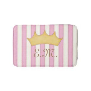 Roze Victoriaans Stripes Gebouwde Monogram Prinses Badmat