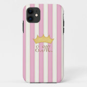 Roze Victoriaans Stripes Gebouwde Monogram Prinses Case-Mate iPhone Case (Achterkant)