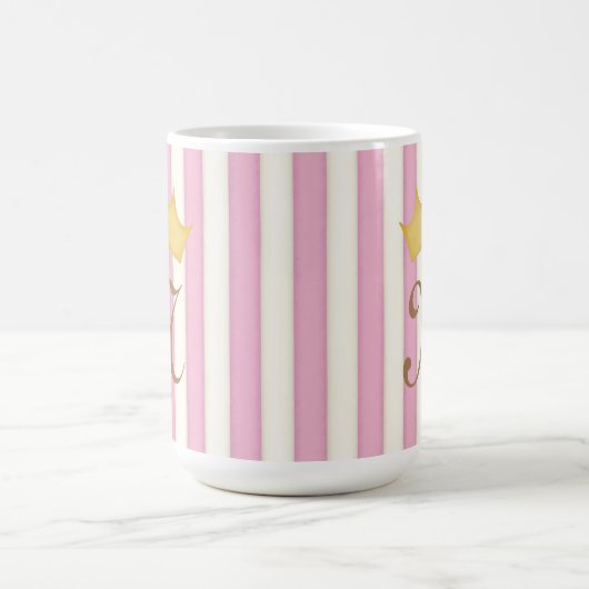 Roze Victoriaans Stripes Gebouwde Monogram Prinses Koffiemok (Center)