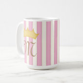Roze Victoriaans Stripes Gebouwde Monogram Prinses Koffiemok (Voorkant links)
