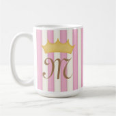 Roze Victoriaans Stripes Gebouwde Monogram Prinses Koffiemok (Links)