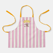Roze Victoriaans Stripes Gebouwde Monogram Prinses Schort (Voorkant)