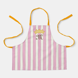 Roze Victoriaans Stripes Gebouwde Monogram Prinses Schort