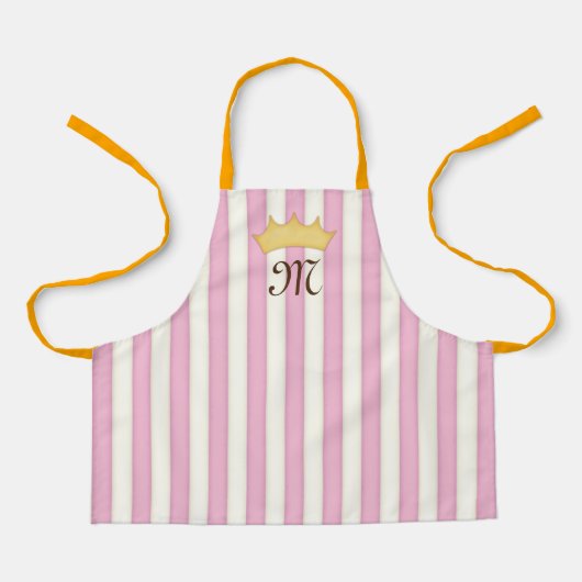 Roze Victoriaans Stripes Gebouwde Monogram Prinses Schort (Voorkant)