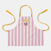 Roze Victoriaans stripes Gebouwde monogram prinses Schort (Voorkant)