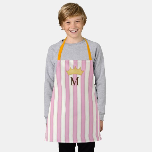 Roze Victoriaans stripes Gebouwde monogram prinses Schort (Gedragen)