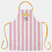 Roze Victoriaans Stripes Gebouwde Monogram Prinses Schort (Voorkant)