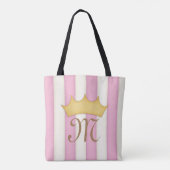 Roze Victoriaans Stripes Gebouwde Monogram Prinses Tote Bag (Achterkant)