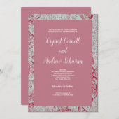 Roze Victoriaans uitnodiging voor bruiloft (Voorkant / Achterkant)