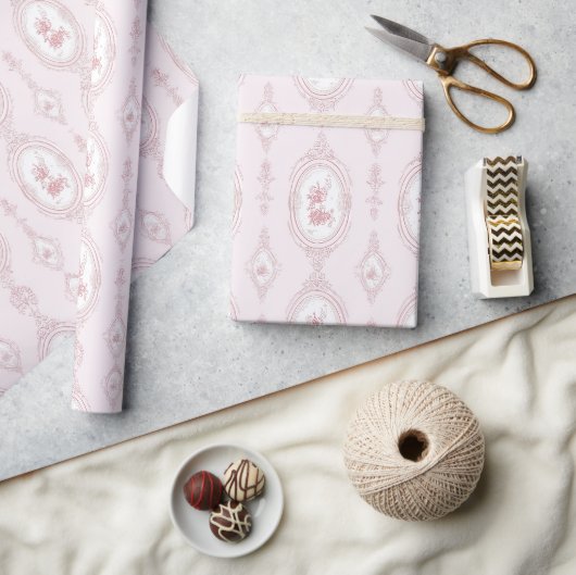 Roze Victoriaanse Behangprint Cadeaupapier (Crafts)
