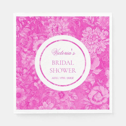 Roze Victoriaanse Bloemen Bruidsdiner  Servet (Voorkant)