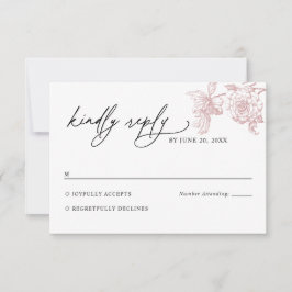 Roze Victoriaanse Bloemen Bruiloft RSVP Kaart