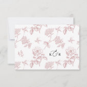 Roze Victoriaanse Bloemen Bruiloft RSVP Kaart (Achterkant)