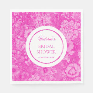 Roze Victoriaanse Bloemen Bruiloftsborrel  Servet