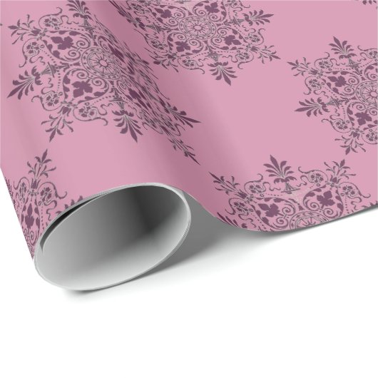 Roze Victoriaanse kerstverpakkingspapier Cadeaupapier (Rol Hoek)