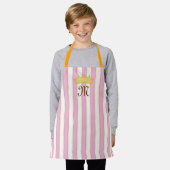 Roze Victoriaanse Strepen Kroon Monogram Prinses Schort (Gedragen)