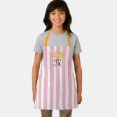 Roze Victoriaanse Strepen Kroon Monogram Prinses Schort (Insitu)