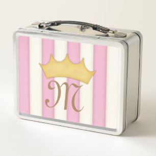 Roze Victoriaanse Strepen Kroon Prinses Monogram