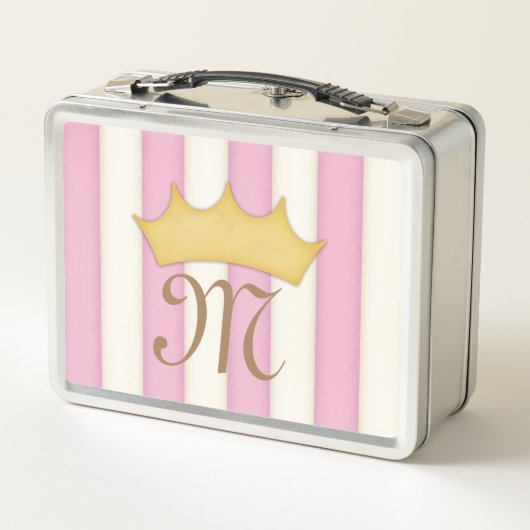 Roze Victoriaanse Strepen Kroon Prinses Monogram (Achterkant)