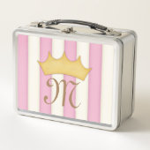 Roze Victoriaanse Strepen Kroon Prinses Monogram (Voorkant)