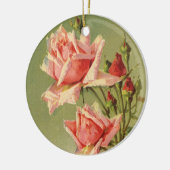 Roze Victoriaanse tuinsroos op Valentijnsdag Keramisch Ornament (Links)