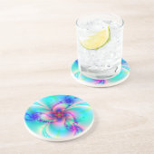 Roze vier bladklaver met pastels zandsteen onderzetter (Zijkant)