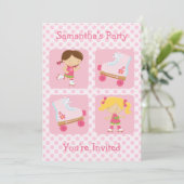 Roze vier vierkanaals rollende partij kaart (Staand voorkant)