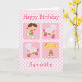 Roze Vier vierkanaals rolpleisters op zaterdag Kaart (Gele Bloem)