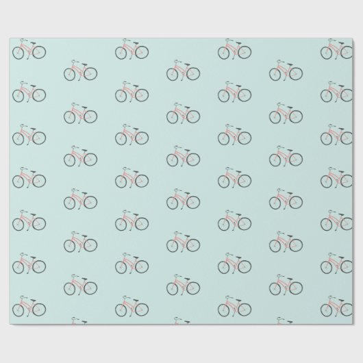 Roze vierfietsen op muntverpakkingspapier cadeaupapier (Vlak)