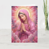 Roze VIerge Maria-herdenkingskaart Kaart (Voorkant)