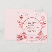 Roze Viering Gepersonaliseerde Verjaardag Kaart (Voorkant / Achterkant)