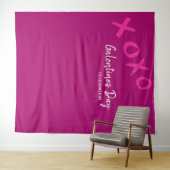 Roze viering van de dag van XOXO Galentine Wandkleed (In Situ (horizontaal))