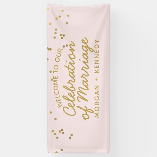 Roze Viering van Huwelijk Bruiloft Banner (Verticaal)