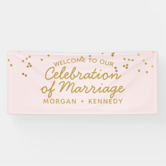 Roze Viering van Huwelijk Bruiloft Banner (Horizontaal)