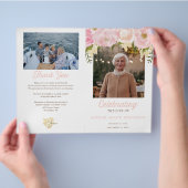 Roze viering van Life Folded Funeral Programme Flyer (Hand)
