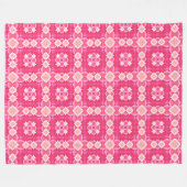 Roze vierkant abstract bloemenbaby meisje patroon fleece deken (Voorkant (Horizontaal))
