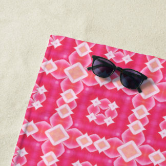 Roze vierkant abstract bloemenbaby meisje patroon strandlaken