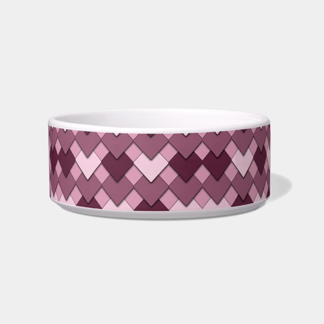 Roze vierkant en diamant Harlekijn patroon Voerbakje (Voorkant)